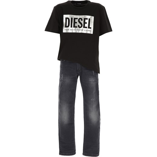Diesel Koszulka Dziecięca dla Chłopców Na Wyprzedaży w Dziale Outlet, czarny, Bawełna, 2019, 4Y 6Y