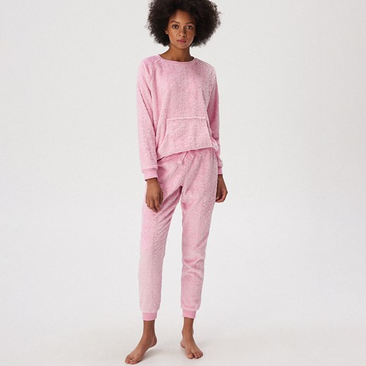 Sinsay - Różowa piżama w serca - Różowy  Sinsay L 