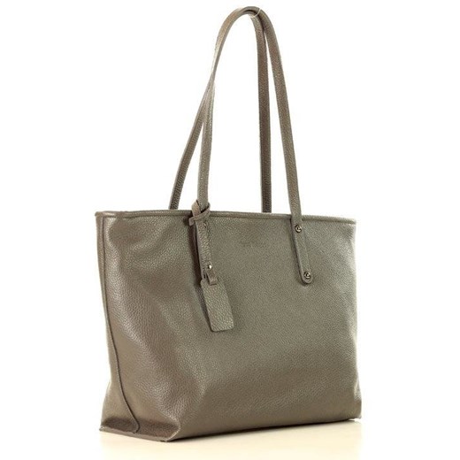 Shopper bag Merg lakierowana bez dodatków duża na ramię ze skóry elegancka 