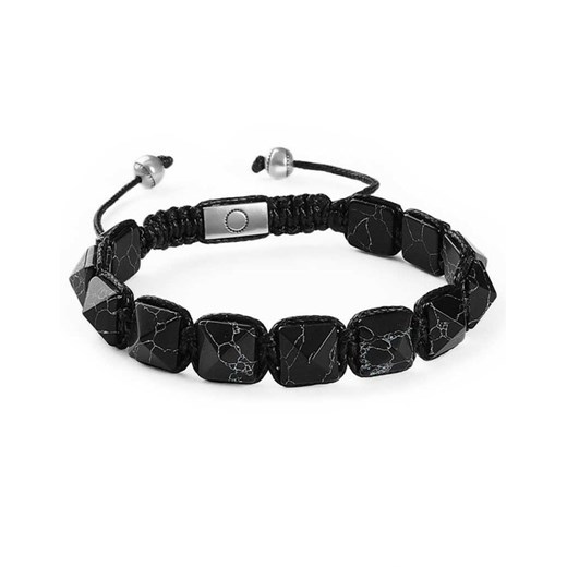 Bransoletka shambala piramidka z czarnych turkusów 10 mm XL