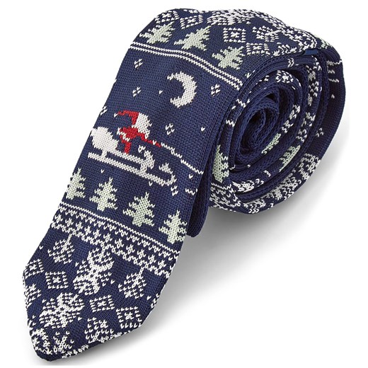 Dzianinowy krawat z Mikołajem