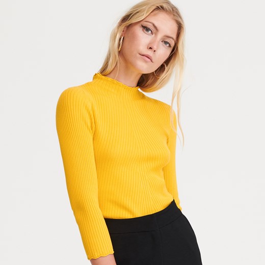 Reserved - Sweter z półgolfem - Żółty  Reserved L 