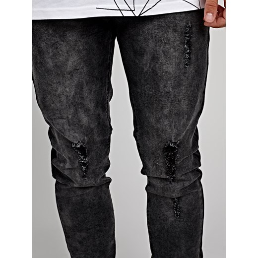 Czarne jeansy męskie Gate bawełniane młodzieżowe gładkie 