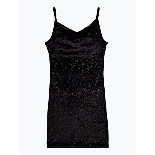 Sukienka Gate czarna na sylwestra bez wzorów dopasowana na ramiączkach z poliestru 