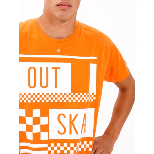 Pomarańczowa t-shirt męski Gate w nadruki 