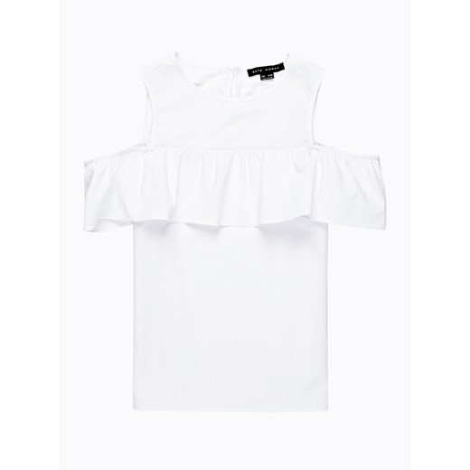 Biała bluzka damska Gate z bawełny z krótkimi rękawami z okrągłym dekoltem 