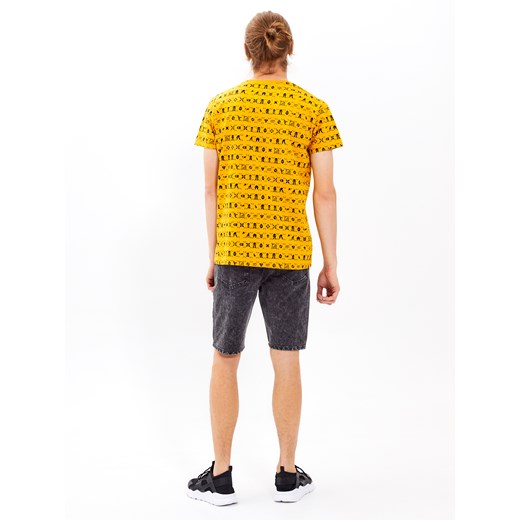 Żółty t-shirt męski Gate z krótkimi rękawami 
