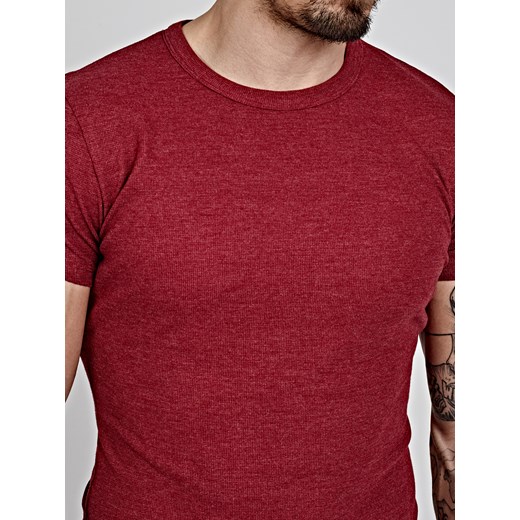 Gate t-shirt męski czerwony bez wzorów z krótkimi rękawami casual 
