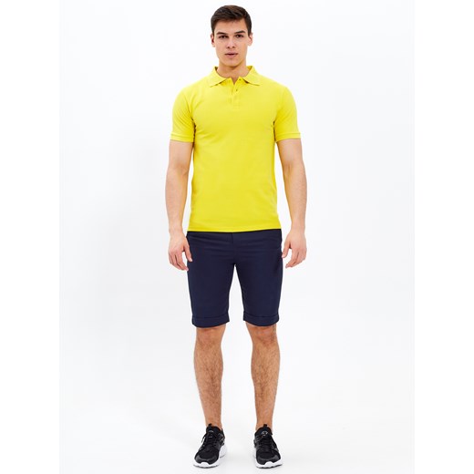 T-shirt męski Gate żółty bez wzorów casual z krótkim rękawem 