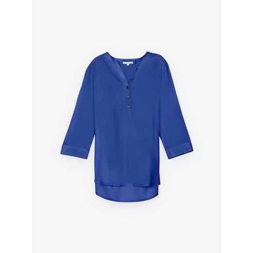 Niebieska bluzka damska Gate z długimi rękawami z dekoltem w literę v 