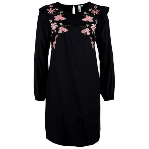 Q/s Designed By sukienka mini wiosenna z haftami z okrągłym dekoltem 