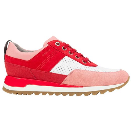 Buty sportowe damskie Geox czerwone sznurowane na wiosnę 
