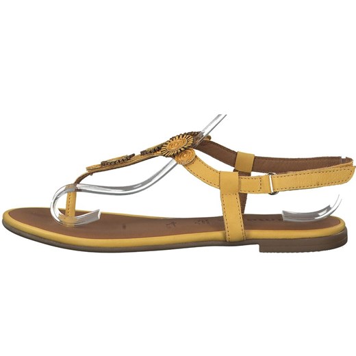 Żółte sandały damskie Tamaris płaskie na lato casual 
