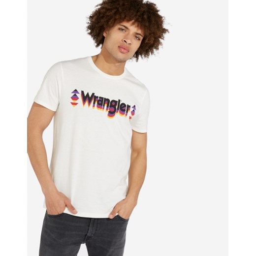 T-shirt męski Wrangler z napisami biały z krótkimi rękawami 