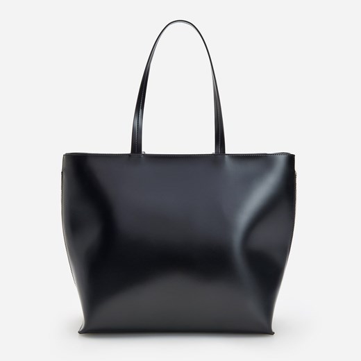 Reserved shopper bag elegancka czarna na ramię matowa mieszcząca a6 