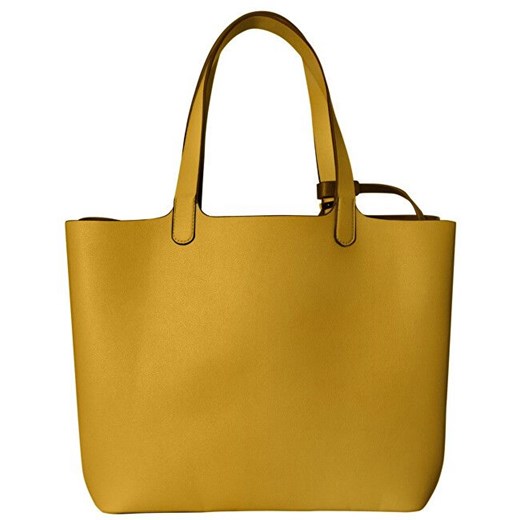 Shopper bag Pieces żółta matowa elegancka bez dodatków 