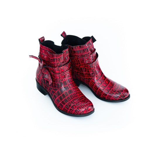 Botki Zapato czerwone z nubuku jesienne casual 