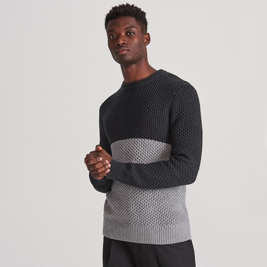 Reserved - Sweter ze strukturalnej dzianiny - Szary Reserved  XL 
