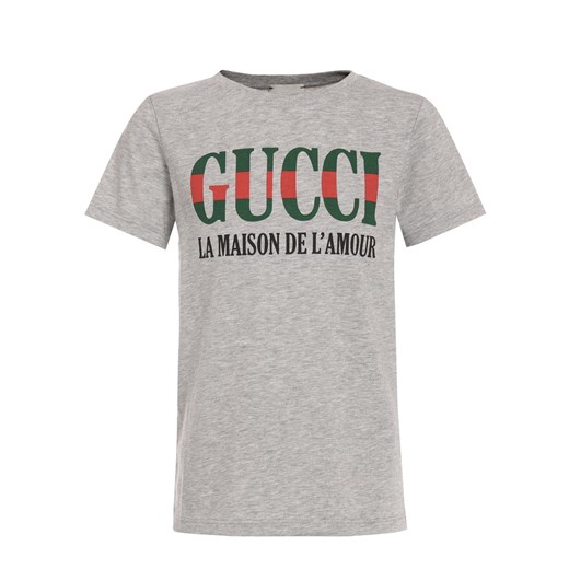 T-shirt chłopięce Gucci z krótkim rękawem bawełniany z napisami 