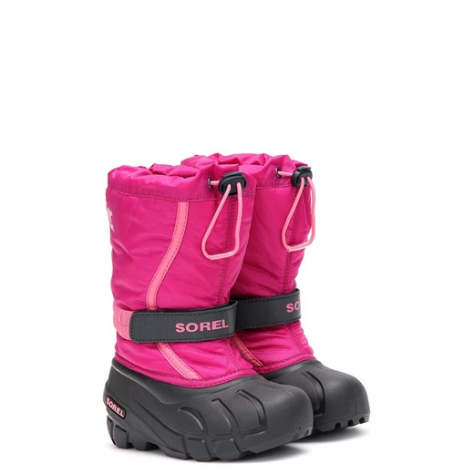 Buty zimowe dziecięce Sorel na rzepy z napisem