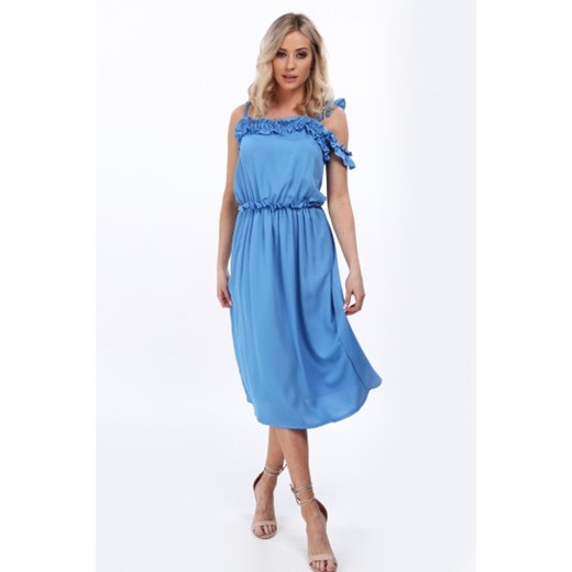 Sukienka Fasardi niebieska oversize'owa midi na ramiączkach 