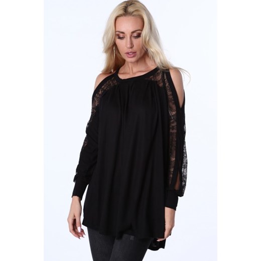 Bluzka oversize odkryte ramiona czarna MP13018