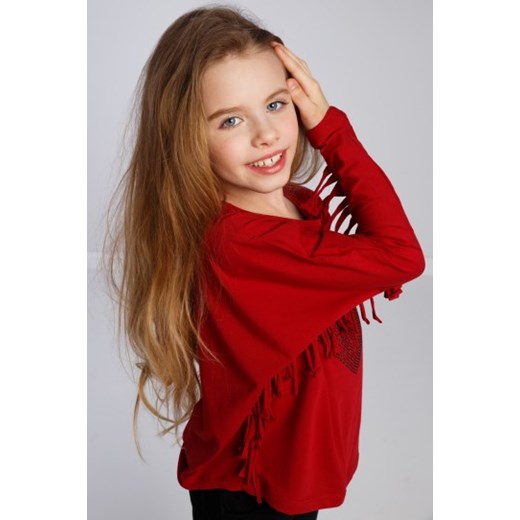 Czerwona bluzka dziewczęca z frędzlami NDZ8432