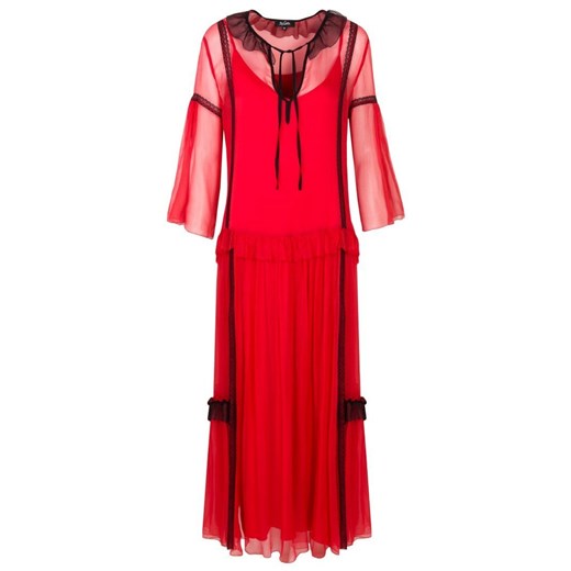 Czerwona sukienka Bycabo z długim rękawem 