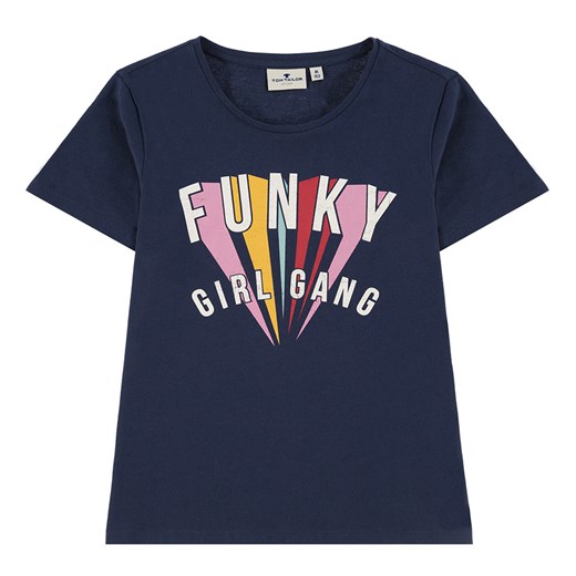 T-shirt dziewczęcy, granatowy, Funky girl gang, Tom Tailor