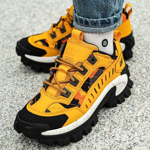 Caterpillar buty sportowe damskie żółte skórzane sznurowane 