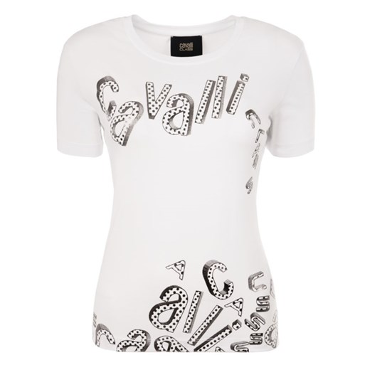 Bluzka damska Cavalli Class casual z okrągłym dekoltem 