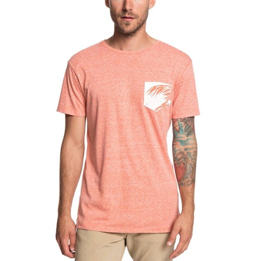 T-shirt męski pomarańczowa Quiksilver z krótkim rękawem na wiosnę 