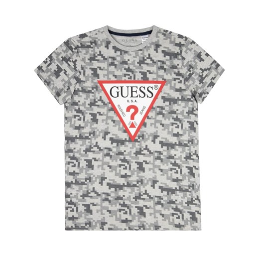 T-shirt chłopięce szary Guess w nadruki letni 