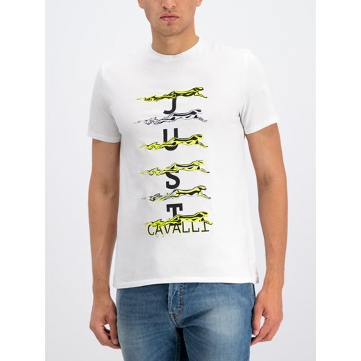 T-shirt męski Just Cavalli biały z krótkimi rękawami 