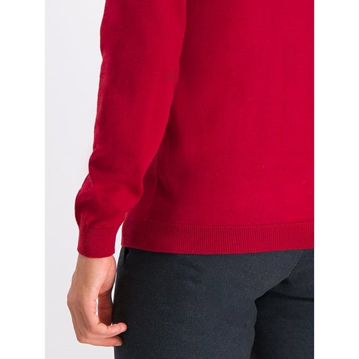 Czerwony sweter męski Pierre Cardin w serek na zimę 
