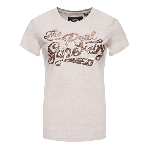 Superdry bluzka damska z okrągłym dekoltem z napisami casual 