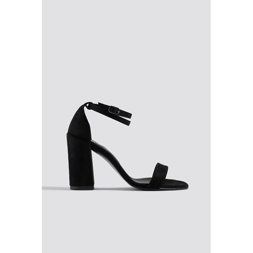 Sandały damskie NA-KD Shoes na słupku czarne eleganckie bez wzorów z klamrą 