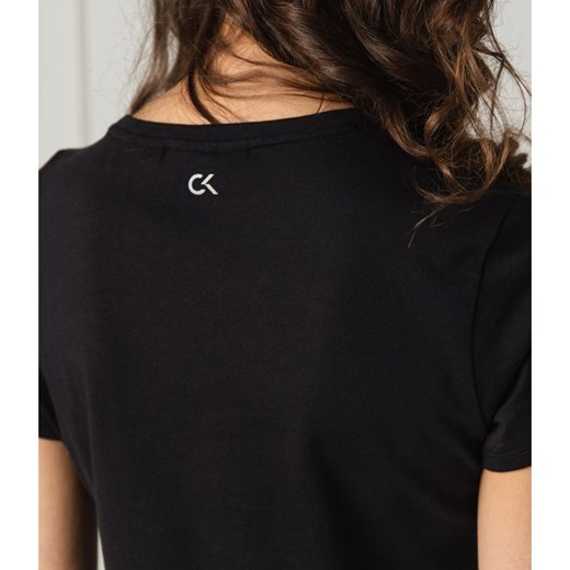 Bluzka damska czarna Calvin Klein z okrągłym dekoltem 