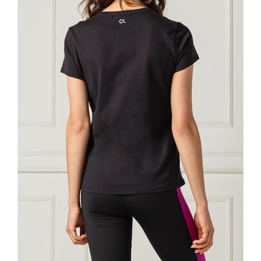 Bluzka damska czarna Calvin Klein wiosenna z krótkim rękawem 