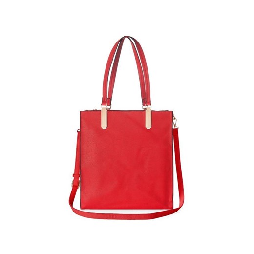 Shopper bag czerwona glamour skórzana na ramię 