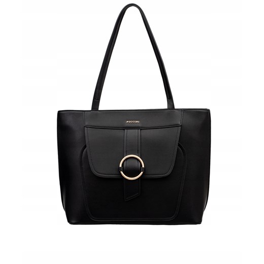 Shopper bag Puccini czarna bez dodatków matowa na ramię elegancka 
