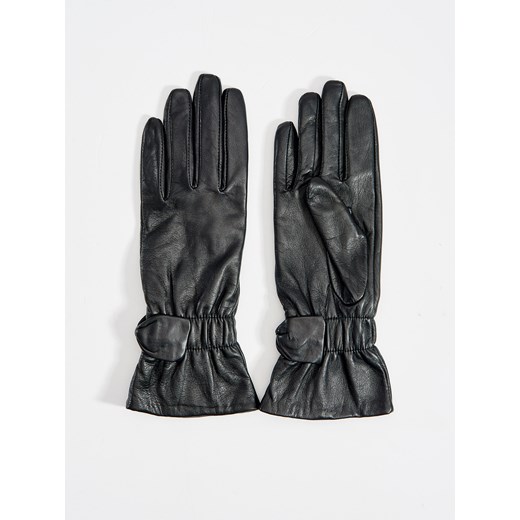 Mohito - Skórzane rękawiczki ze ściągaczem - Czarny Mohito  S 