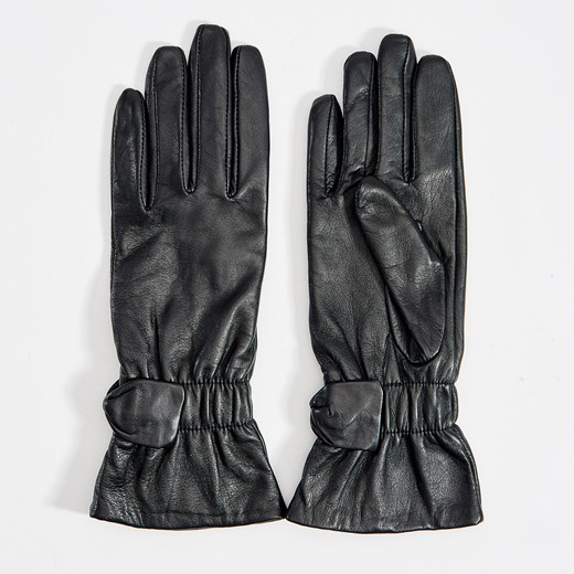 Mohito - Skórzane rękawiczki ze ściągaczem - Czarny Mohito  M 