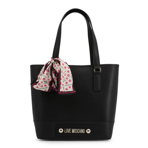 Shopper bag Love Moschino na ramię czarna ze zdobieniami 