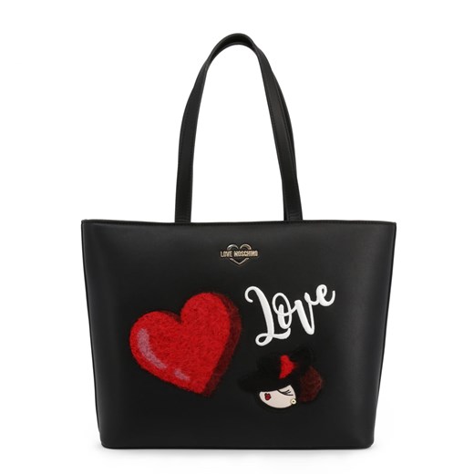 Shopper bag Love Moschino z aplikacjami duża młodzieżowa na ramię 