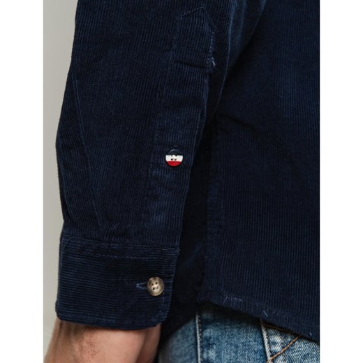Granatowa koszula męska Tommy Jeans casual z długimi rękawami 