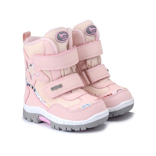 Buty zimowe dziecięce American Club różowe na rzepy śniegowce 