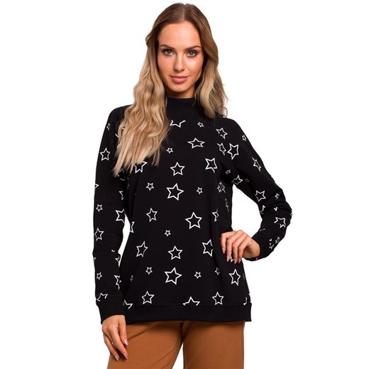Czarna bluza damska Merg w abstrakcyjne wzory krótka 