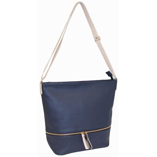 Shopper bag niebieska bez dodatków elegancka na ramię 