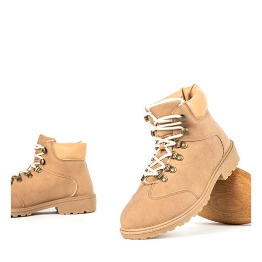 Beżowe ocieplane trapery Key west - Obuwie Royalfashion.pl  41 